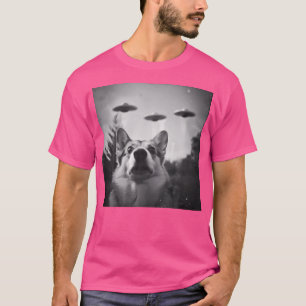 Camiseta Corgi Dog Ufo Alienígena Encontra Engraçado