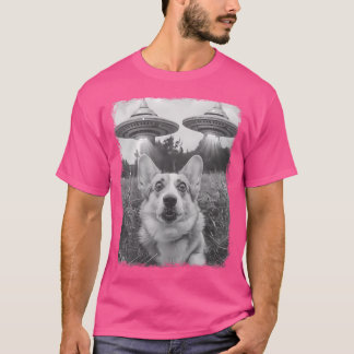 Camiseta Corgi Dog Ufo Alienígena Selfie Extraterrestre