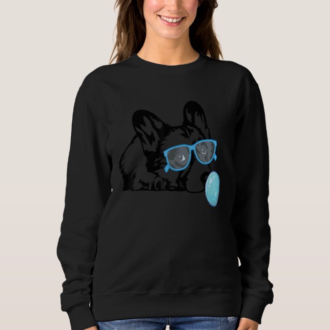 Camiseta Corgi dog with with bubble gum glasses  Corgi boys (Frente)