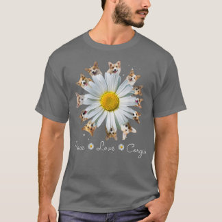 Camiseta Corgi Dogs Peace Love Daisy Dog Mom Corgi Dogs 