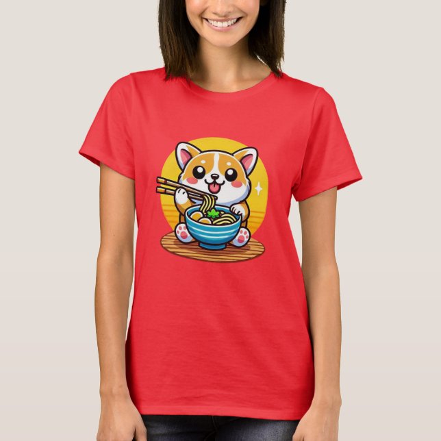 Camiseta Corgi Eating Ramen (Frente)