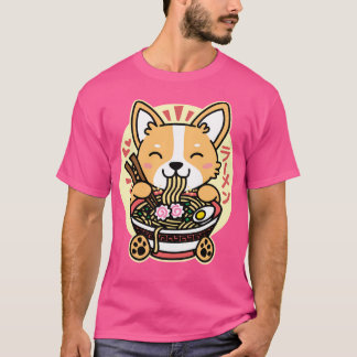 Camiseta Corgi Eating Ramen Cute Kawaii Noodles