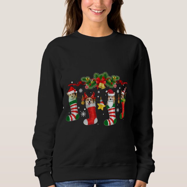 Camiseta Corgi Em Meias Reindee De Natal Cão Engraçado De N (Frente)