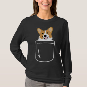 Camiseta Corgi Em Pocket Engraçada Puppy Grande Sorriso Fel