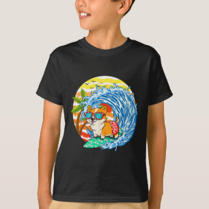 Camiseta Corgi Engraçado Cachorro Surfando Surfista Praia H