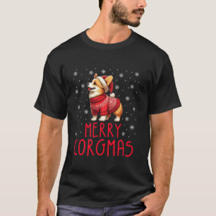 Camiseta Corgi Engraçado Feliz Natal Santa xadrez Luz