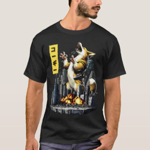 Camiseta Corgi Engraçado Monstro Kaiju Japonês