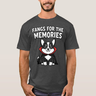 Camiseta Corgi Engraçado Presas de Vampiro de Halloween Cac