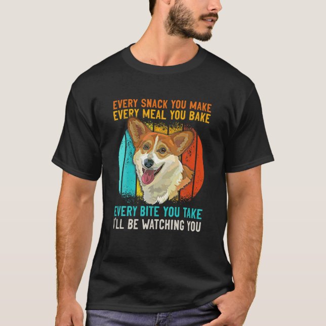 Camiseta Corgi Engraçado Retrai Cada Pica Que Você Faz Cada (Frente)