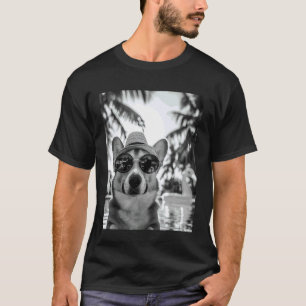 Camiseta Corgi Engraçado Selfie Cachorro Férias de Verão