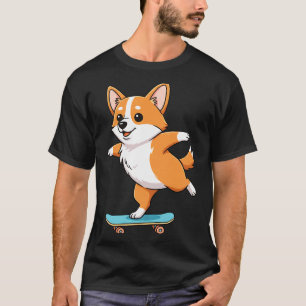 Camiseta Corgi Engraçado Skater Skateboard Bailarina Mãe Pa