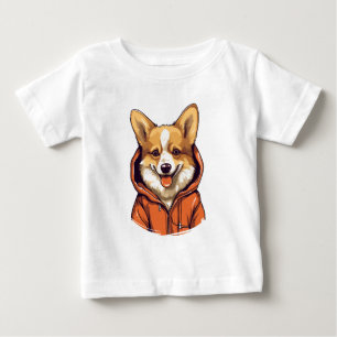 Camiseta Corgi Engraçado Vestindo Moletom