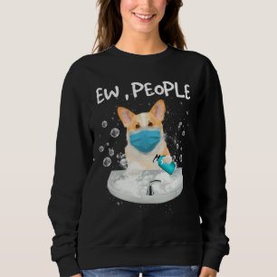 Camiseta Corgi Ew Pessoas Dog Lava Mãos Vestindo Uma Máscar