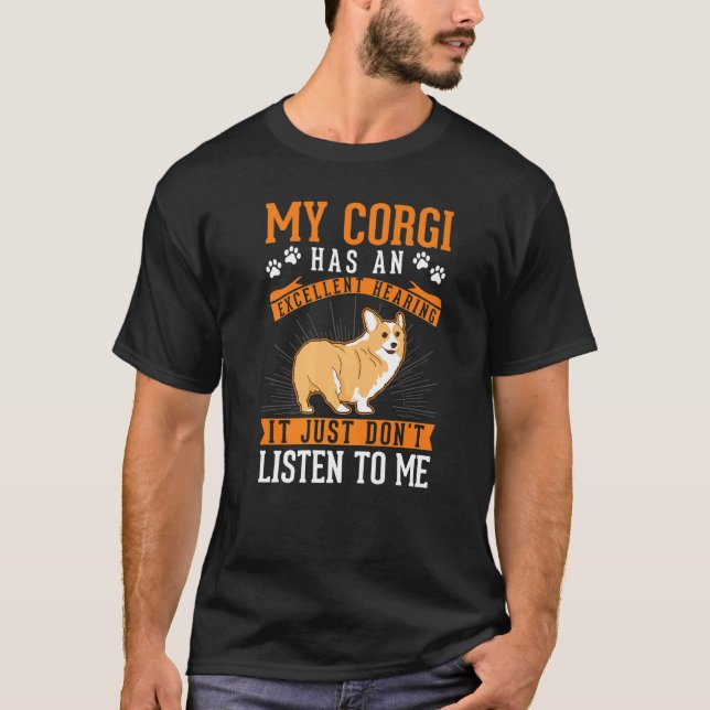 Camiseta Corgi Excelente Audição Welsh Corgi (Frente)