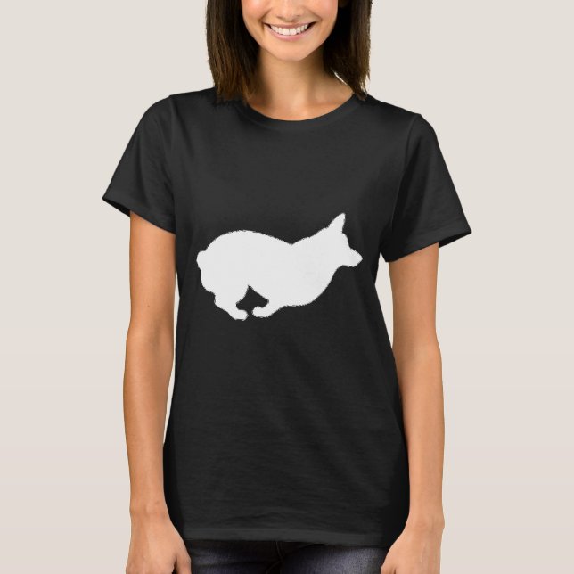 Camiseta Corgi Executando Perfil Silhouette Proprietários C (Frente)