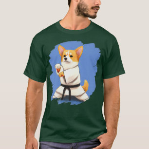 Camiseta Corgi fazendo Karate Kick Black Belt Arts Do