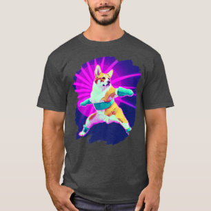 Camiseta Corgi fazendo Karate Kick Black Belt Arts Do