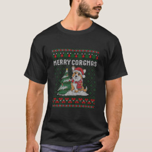 Camiseta Corgi Feliz Cachorro Papais noeis Corgi Ugly Xmas