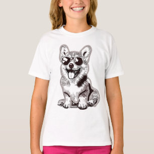 Camiseta Corgi Filhote Personalizado com Óculos de Sol Ar