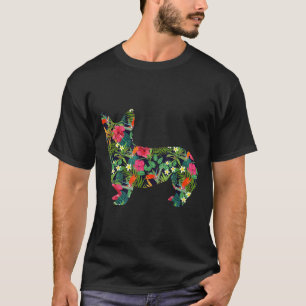 Camiseta Corgi Floral Impresso Floral Cachorro Havaiano Mul