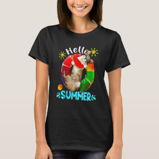 Camiseta Corgi Fofo Comendo Melancia na Piscina Olá V