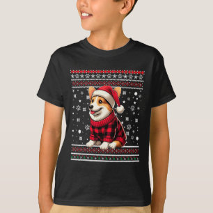 Camiseta Corgi Funny Ugly Buffalo Xadrez Papai Noel Natal