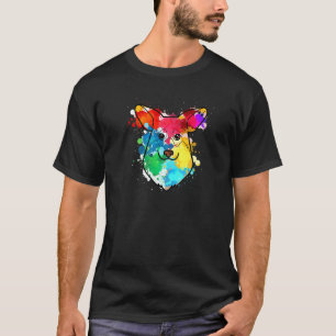 Camiseta Corgi Galês Aquarela Mãe de Cachorro Pintura Splat