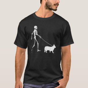 Camiseta Corgi Galês de Halloween Esqueleto Cão Juventude