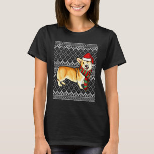 Camiseta Corgi Galês Pembroke de Natal Chapéu do Papai Noel
