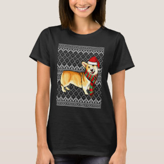 Camiseta Corgi Galês Pembroke de Natal Chapéu do Papai Noel