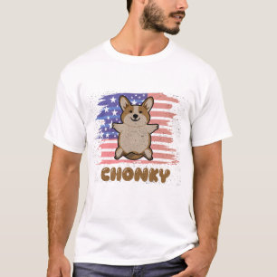 Camiseta Corgi Gordinho Bandeira Patriótica dos EUA Present