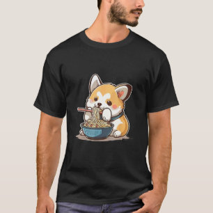 Camiseta Corgi Gordinho Comendo Ramen Fofo