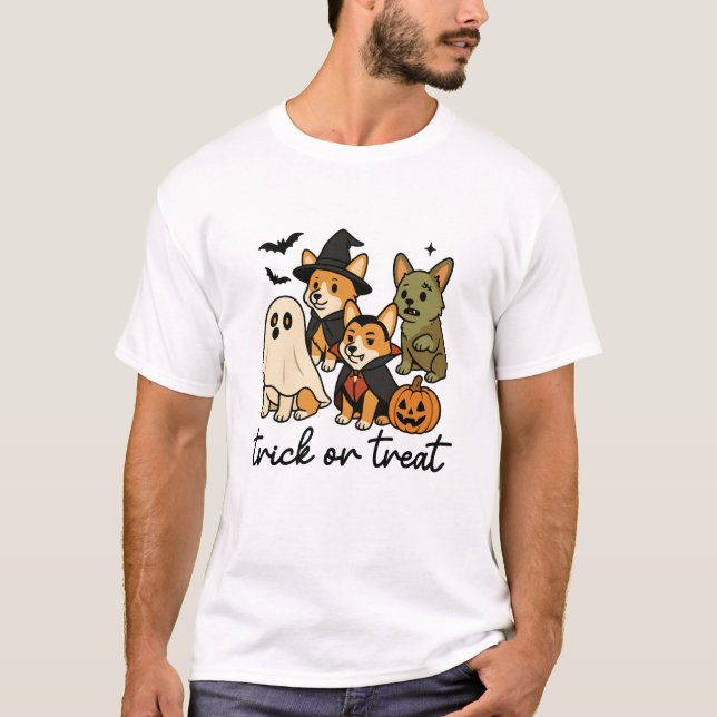 Camiseta corgi halloween costume  (Frente)