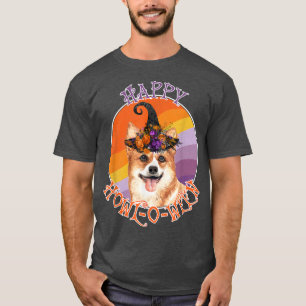 Camiseta Corgi Happy HowleenEngraçado Cachorro de Halloween