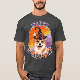 Camiseta Corgi Happy HowleenEngraçado Cachorro de Halloween