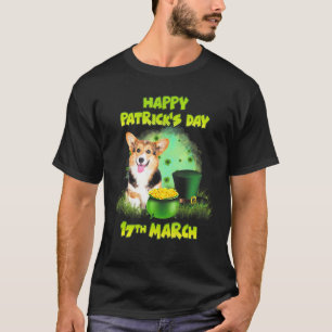 Camiseta Corgi Happy Shamrock Patrick S Day 17 de março