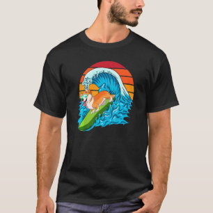 Camiseta Corgi Havaiano Fofo de Surfando Cachorro Pranchist