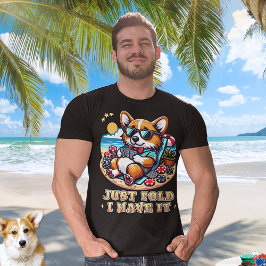 Camiseta Corgi Jogando Cartões Férias De Verão Poker Engraç