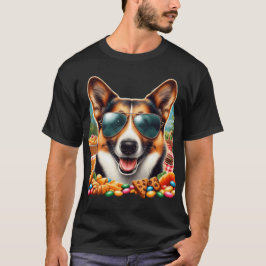 Camiseta Corgi Legal com Óculos de Aviador e Lanches