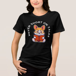 Camiseta Corgi Lendo um Livro Piada Divertida