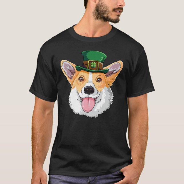 Camiseta Corgi Leprechaun T Shirt Dia de São Patrício Camis (Frente)