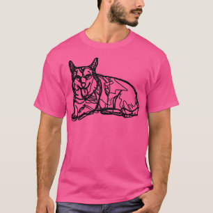 Camiseta Corgi Line Drawing Tongue Out Terça Cão