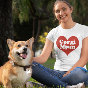 Camiseta Corgi Mãe Coração Vermelho