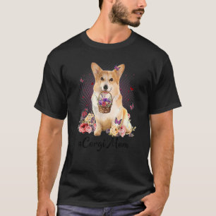 Camiseta Corgi, Mãe Flor, Dia de as mães Feliz, Cachorro