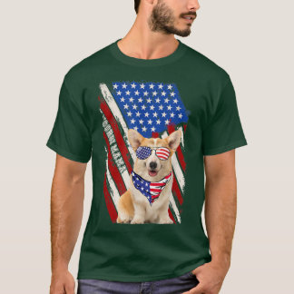 Camiseta Corgi Mama American Flag 4 de julho Corgi Lov