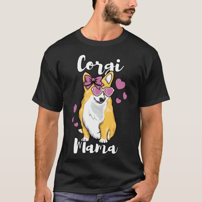 Camiseta Corgi Mama Cachorro Bonito Amando Mãe (Frente)