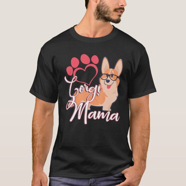 Camiseta Corgi Mama Cachorro Lover Cute Paw Heart (Frente)