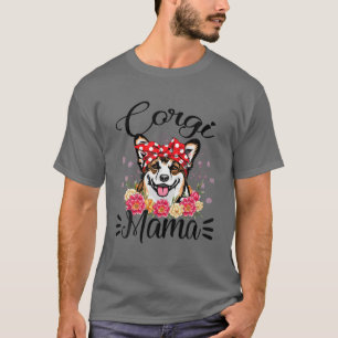Camiseta Corgi Mama Florals Cute Dog Mom Mother's Day
