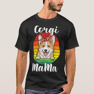 Camiseta Corgi Mama Mãe Polka Vermelha Retro Rainbow Dog Am