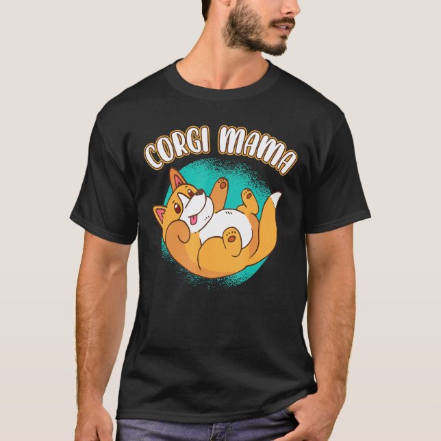 Camiseta Corgi Mama Pele Playful Cães Inteligentes Cor (Frente)